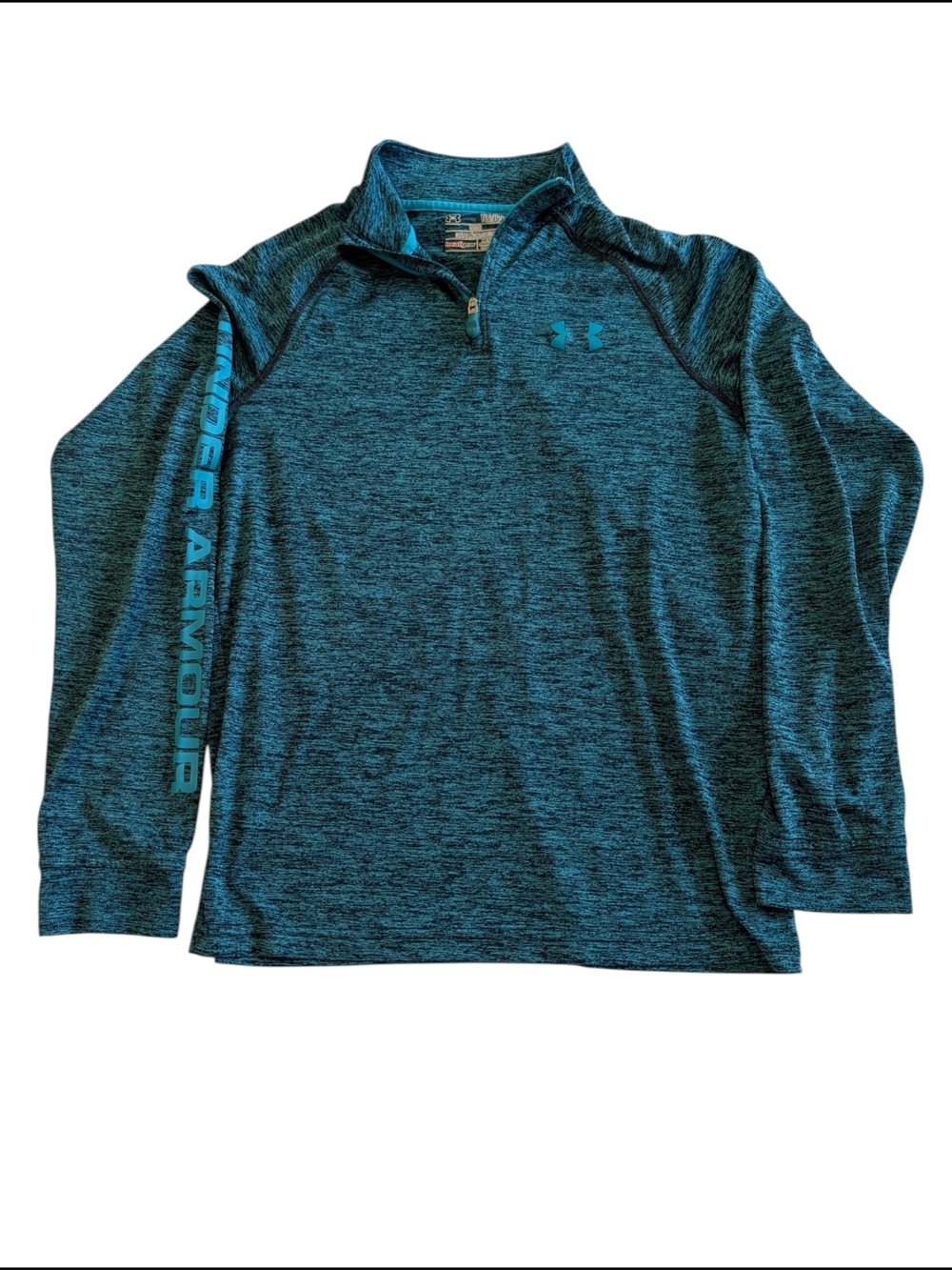 Under Armour Boy's Teal Quarter-Zip Pullover Heat Gear - Picture 3 of 8